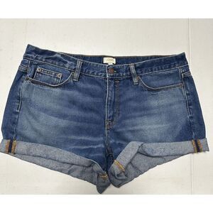 J. Crew Factory Denim Jeans Shorts Lexi Wash Cuffed Raw Hem Blue Summer Size 31